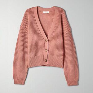 NWOT Aritzia Babaton Canberra Dusty Pink Merino Wool Cardigan Sz XS
